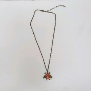 Coral bumblebee necklace
